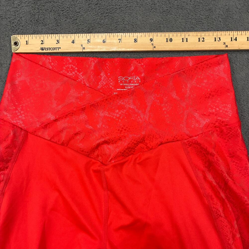 Sofia Active Red Leggings Snake Animal Print Cross Over Waist Women's Size XL - Picture 4 of 8